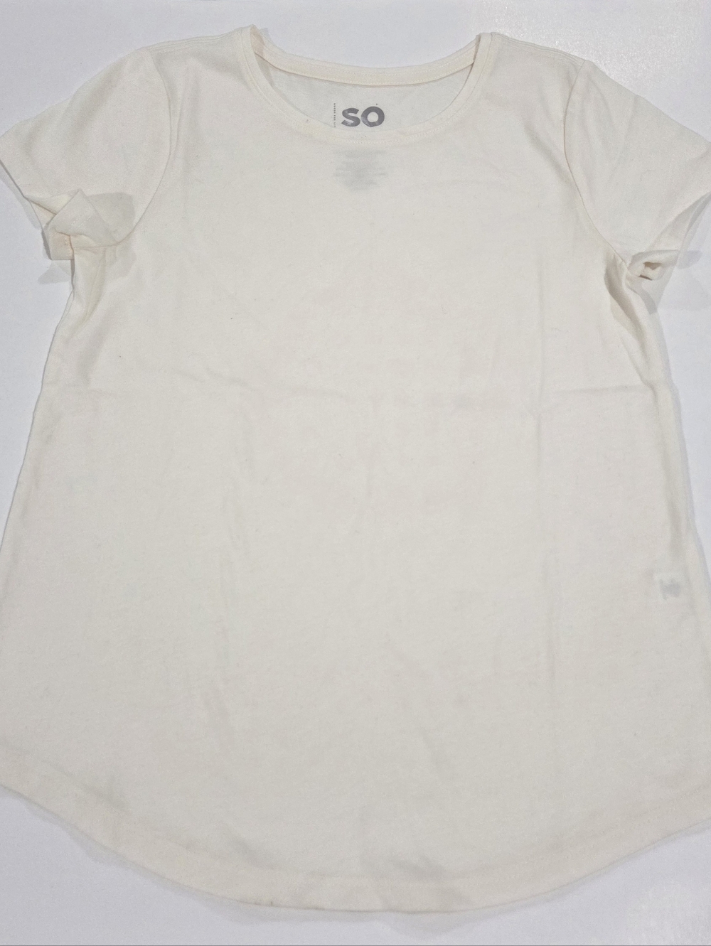 SO Girls Ivory Short Sleeve Basic T-Shirt S (7)